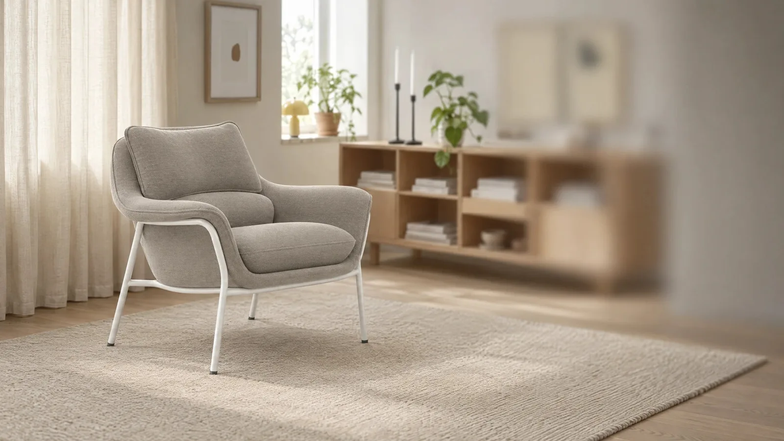 The Embrace lounge chair in a bright living room