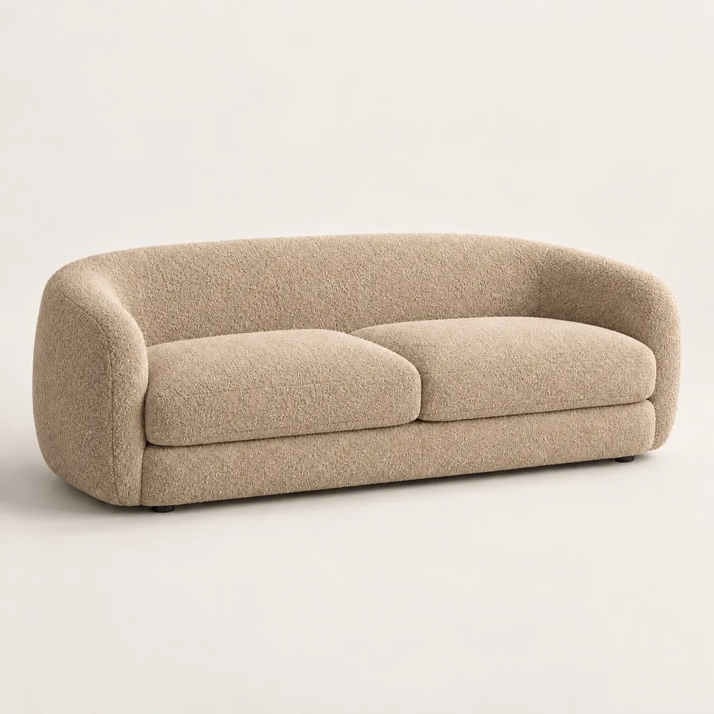 Alma three-seater sofa in bouclé