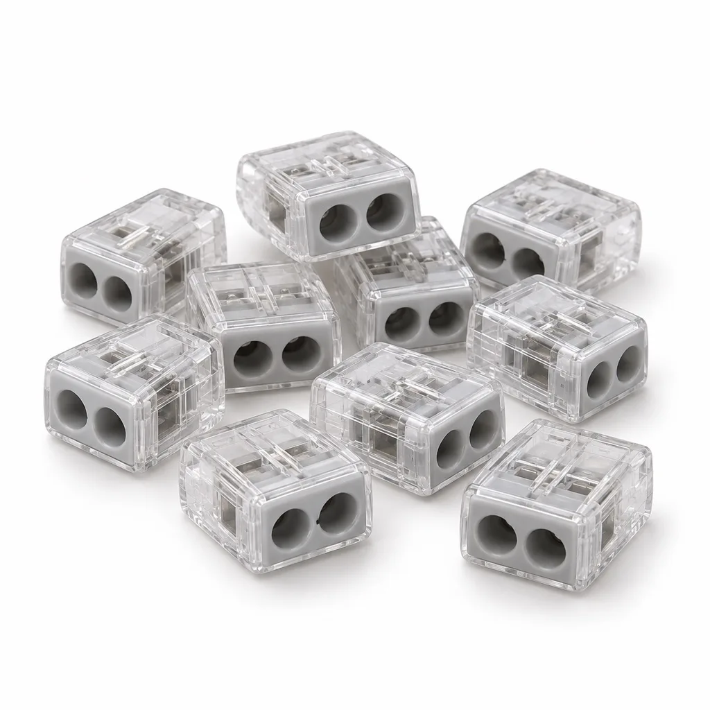 Push-in connector, two conductors, single