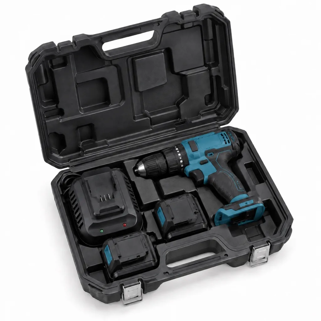 18 V cordless drill driver, two batteries, case