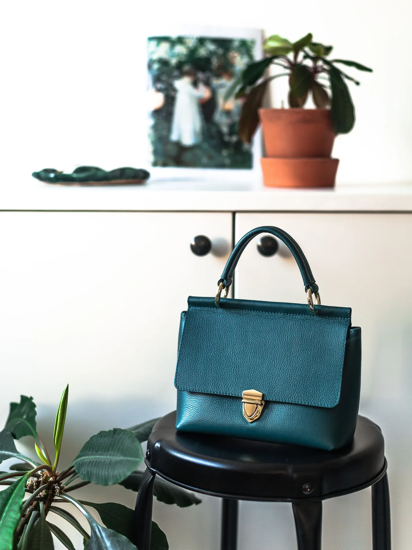 teal satchel