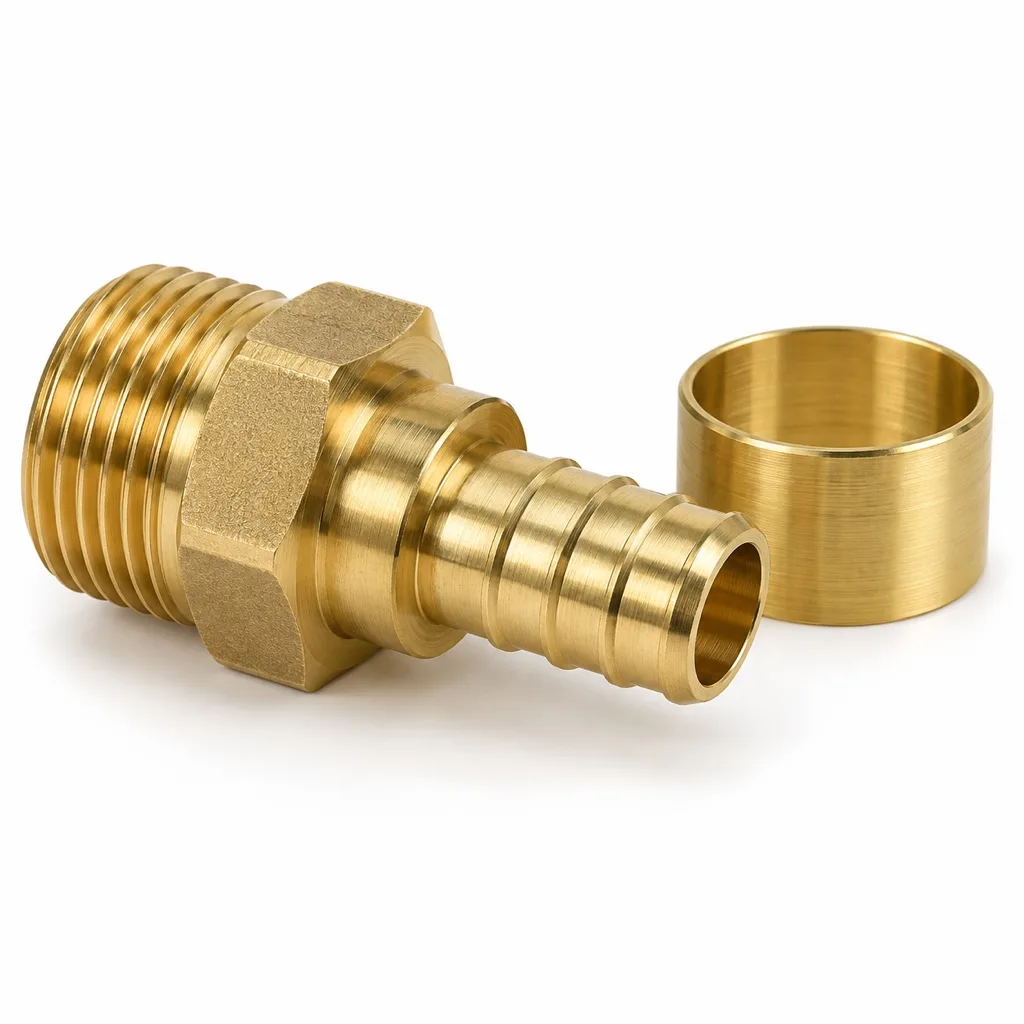 Brass slide fitting 16 mm to 1/2 inch