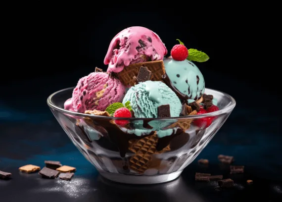 Triple scoop ice cream cone