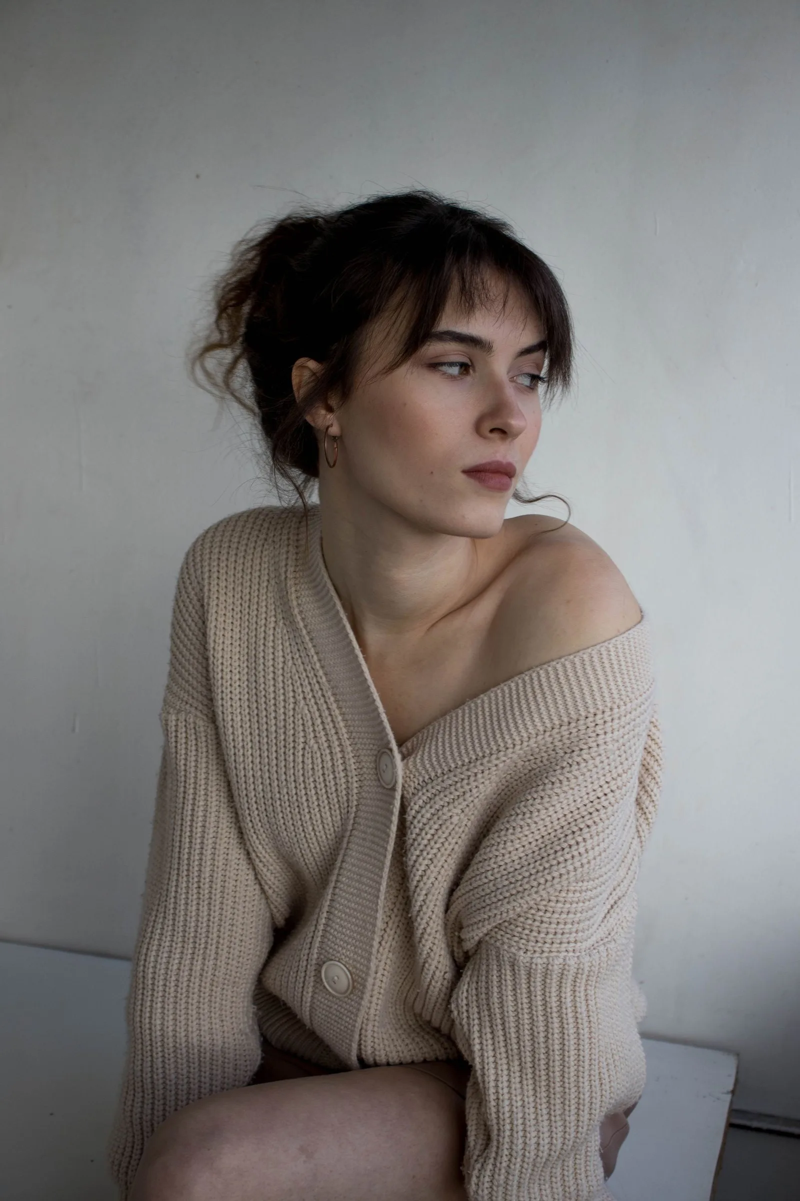 v neck knit cardigan
