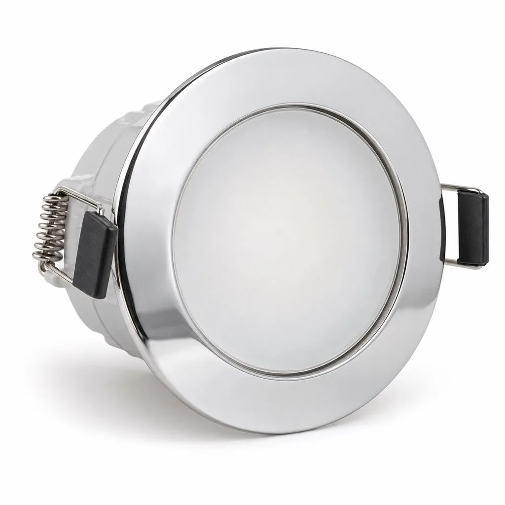 Bathroom LED downlight, 5 W, IP65, chrome