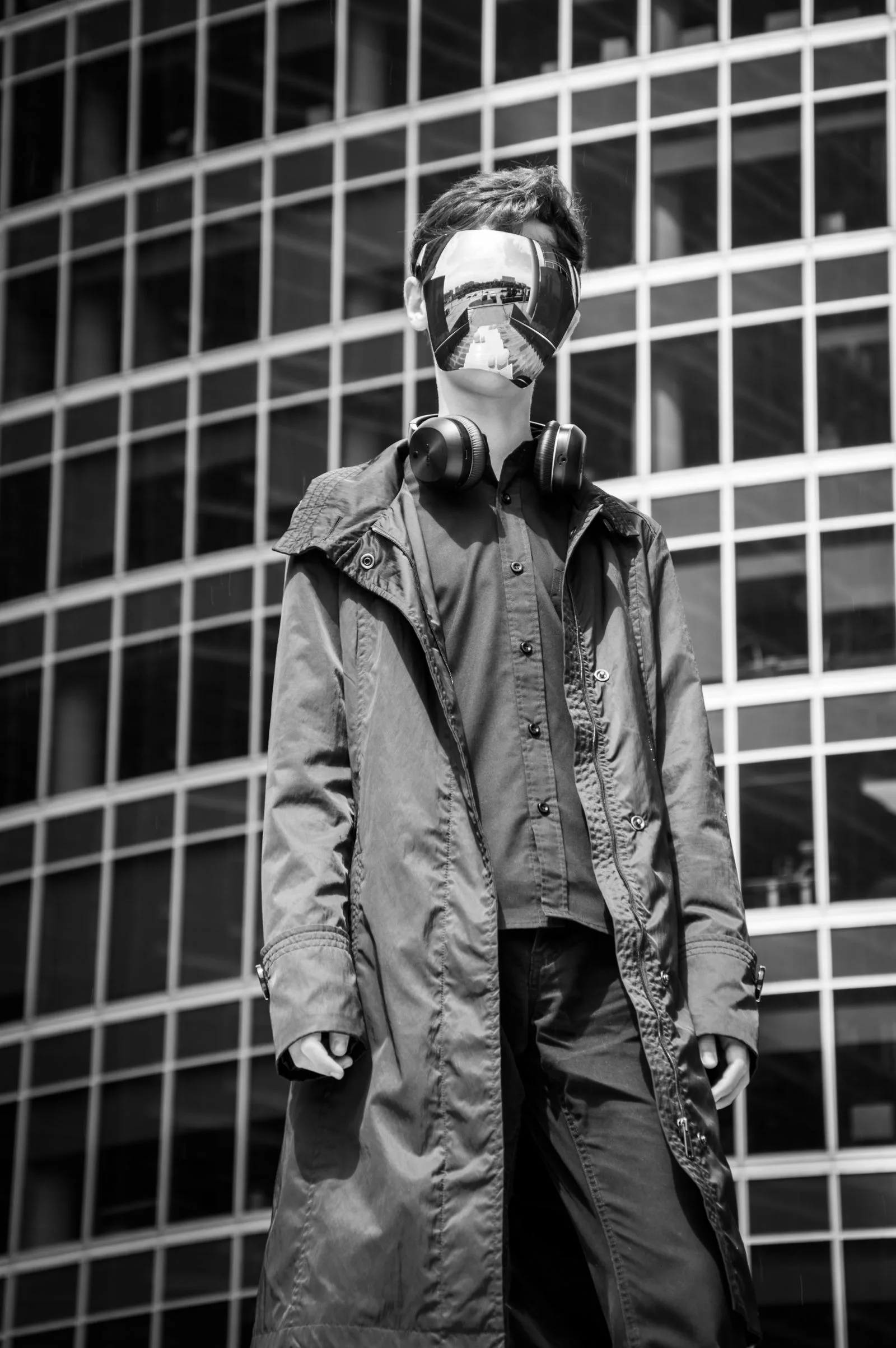 A long storm trench and a respirator