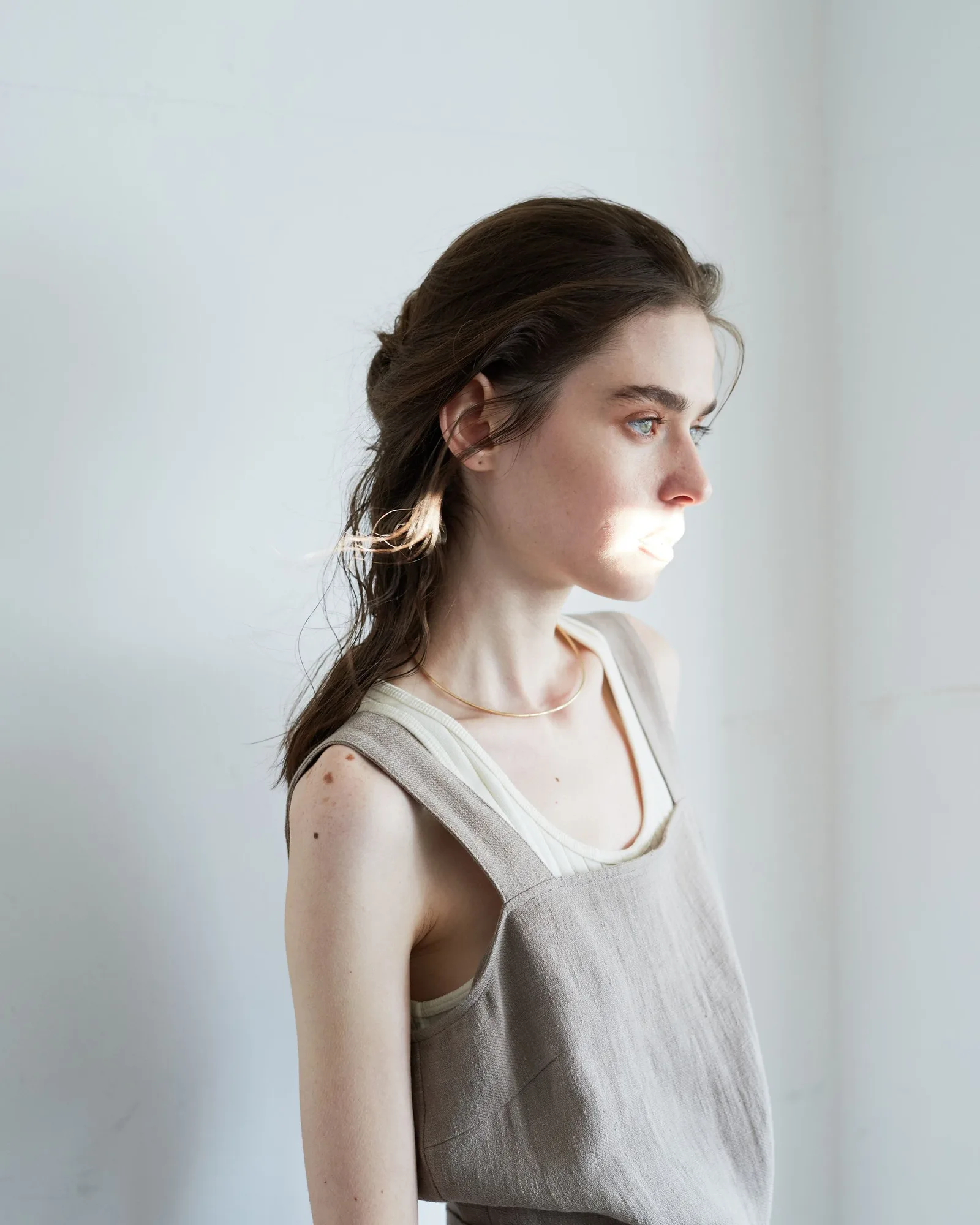 grey linen pinafore