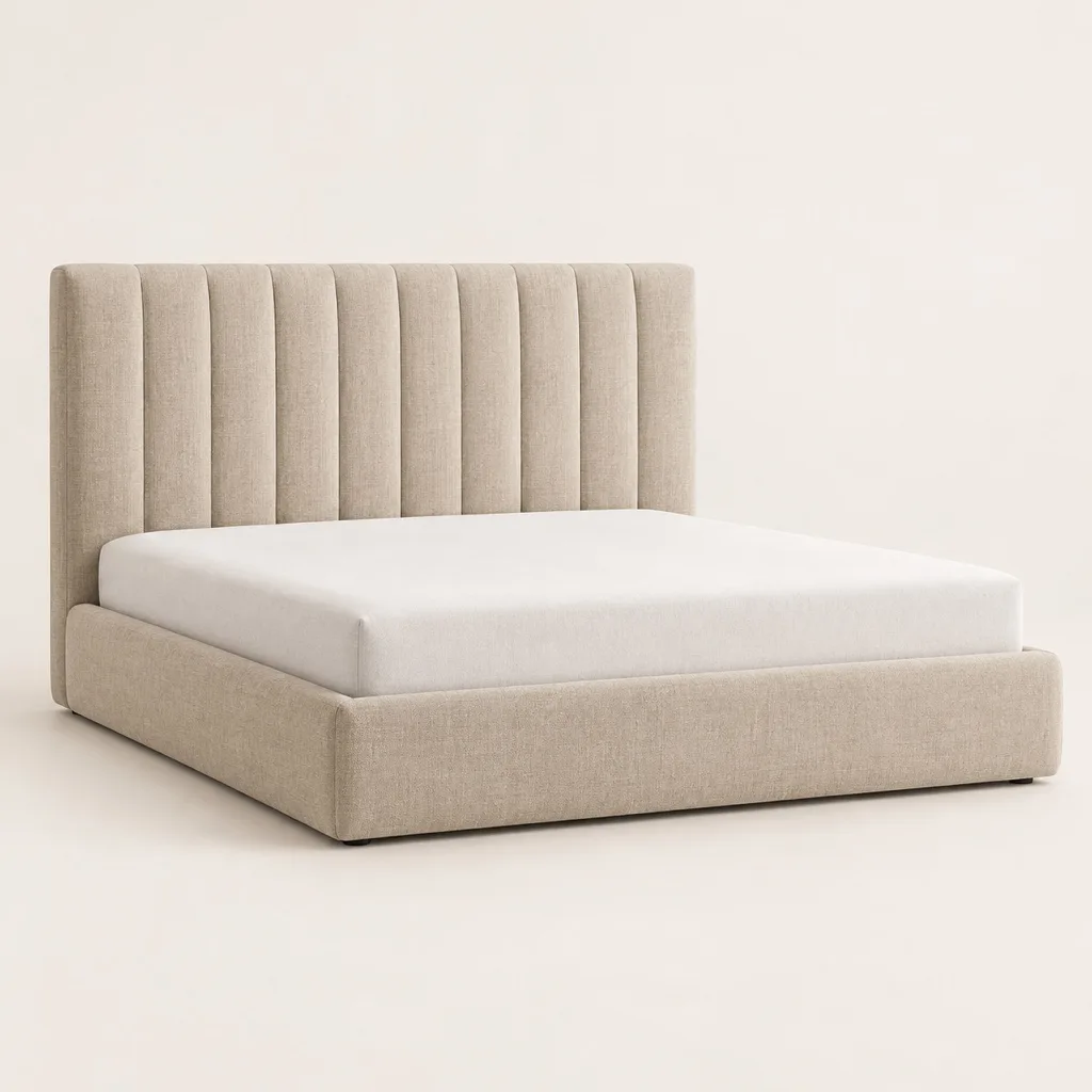 Rivage bed in linen with headboard 160 x 200 cm