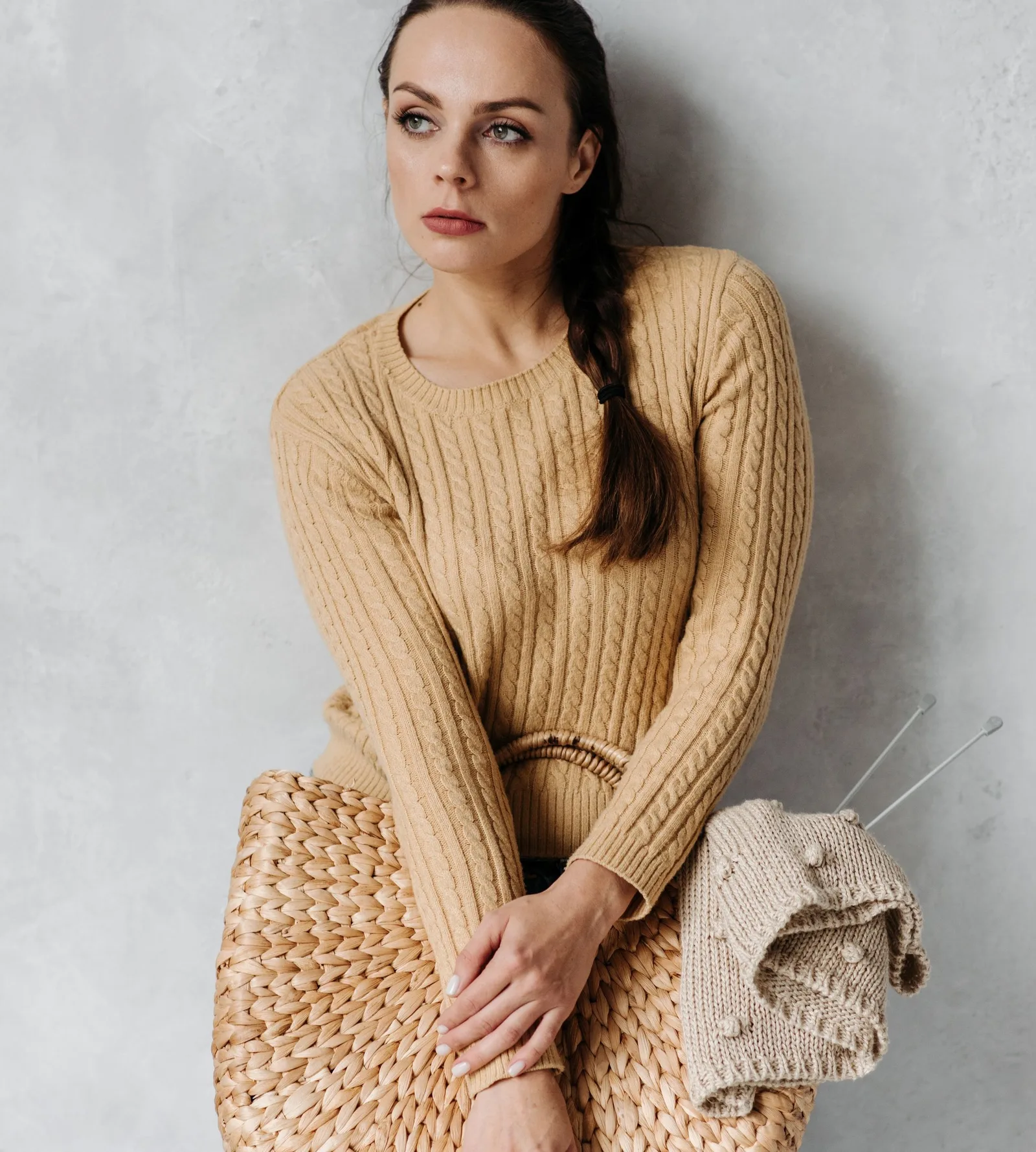 A soft knit and a woven bag