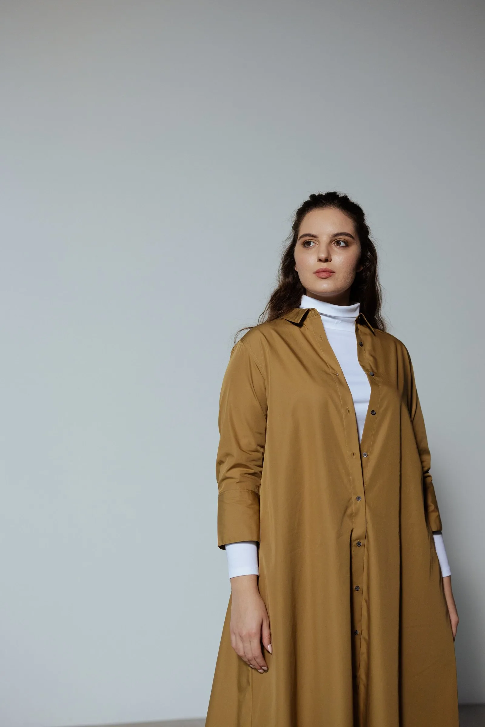 mustard shirt dress