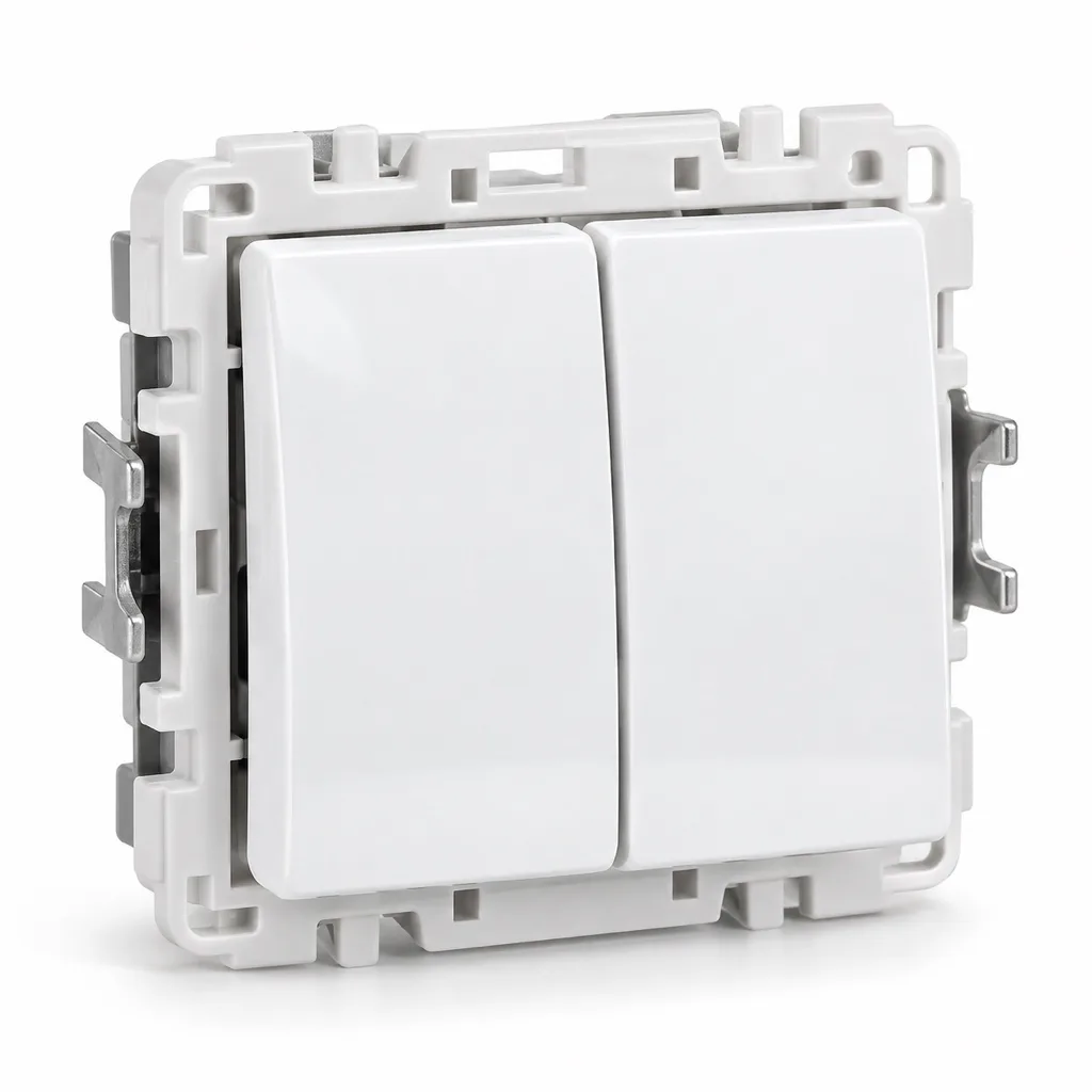 Double two-way switch, two modules, white