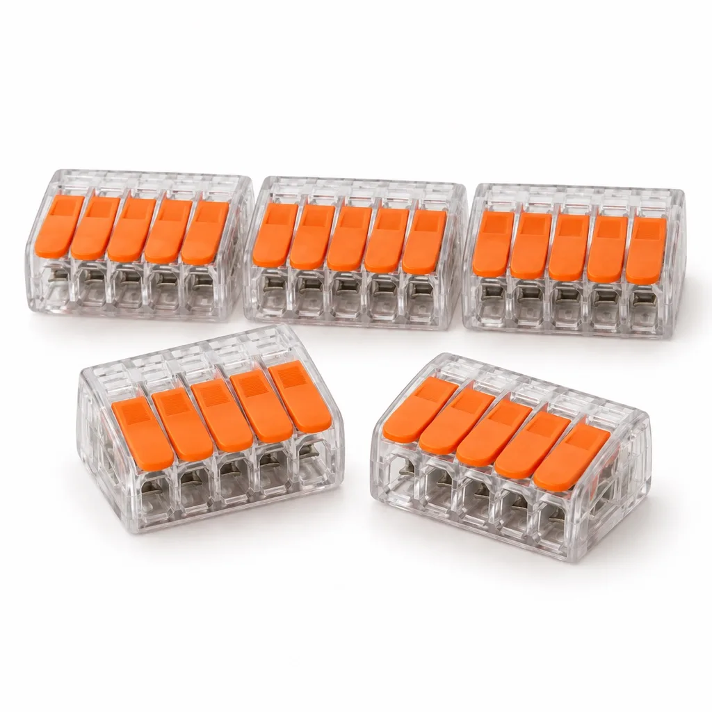 Lever connectors, five conductors, box of 25