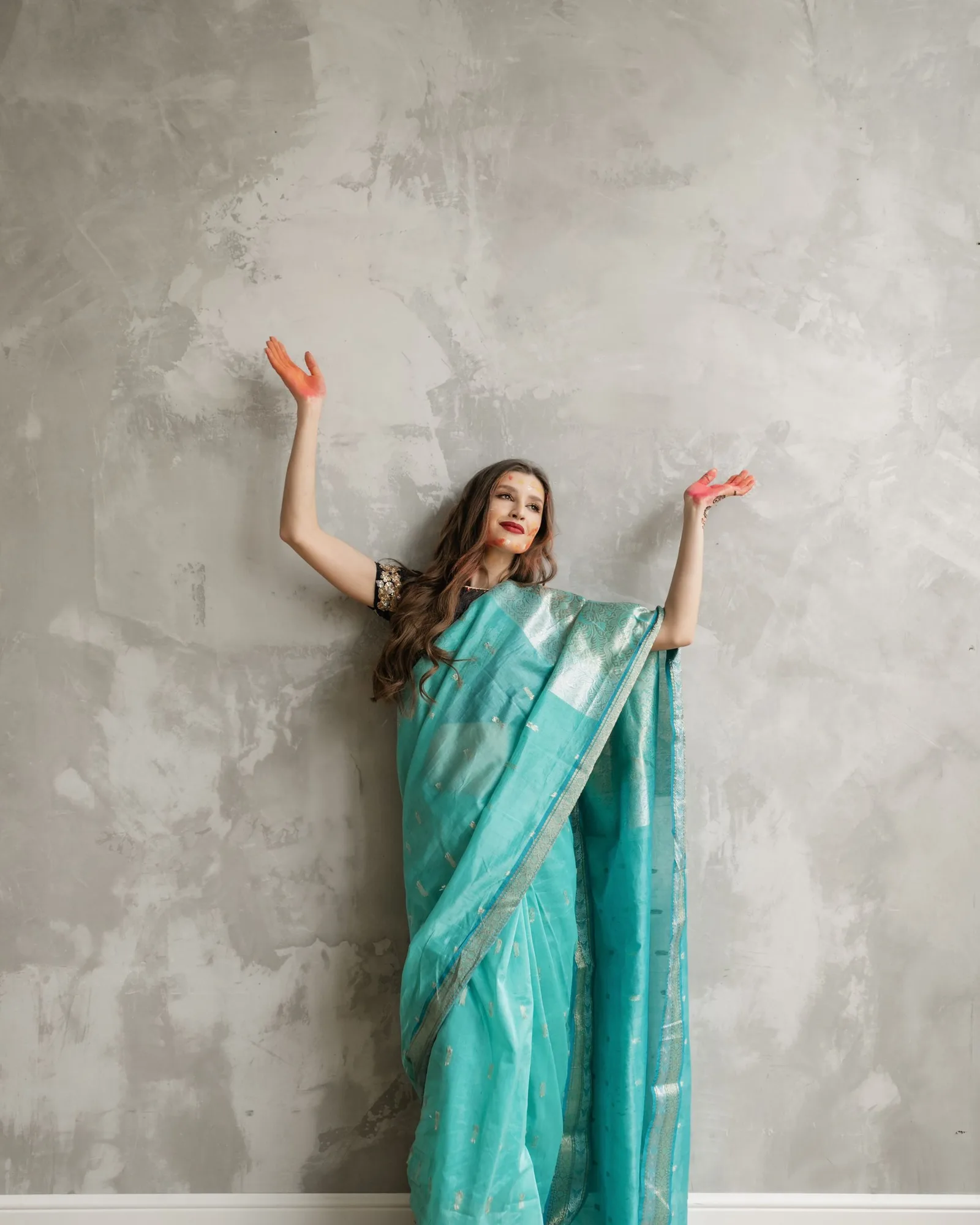 teal handloom saree