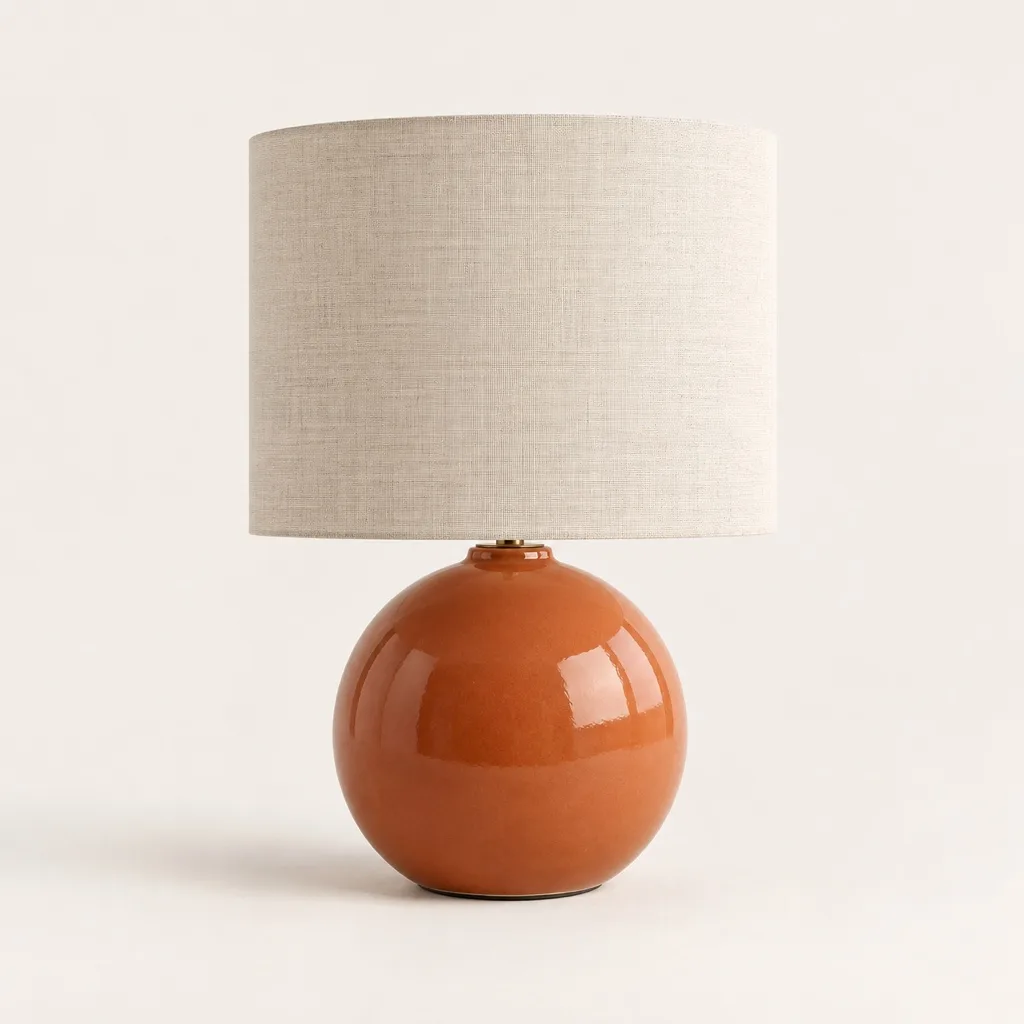 Ocre table lamp in terracotta ceramic