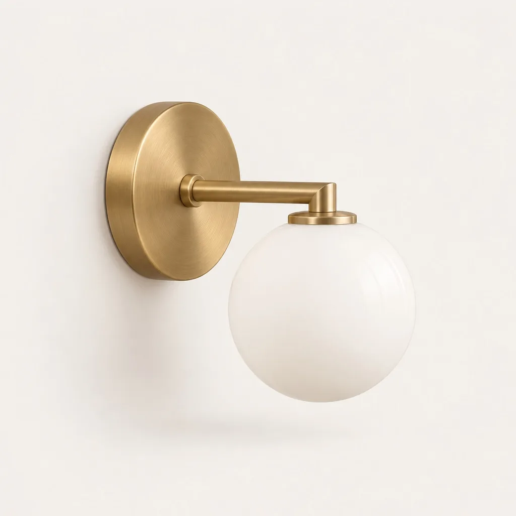 Opale wall light in brass and opal glass