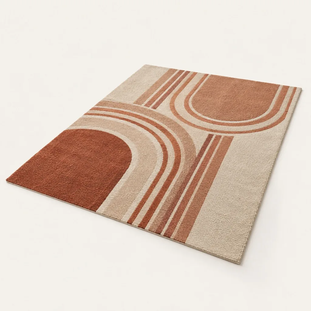 Ocre patterned wool rug 200 x 290 cm