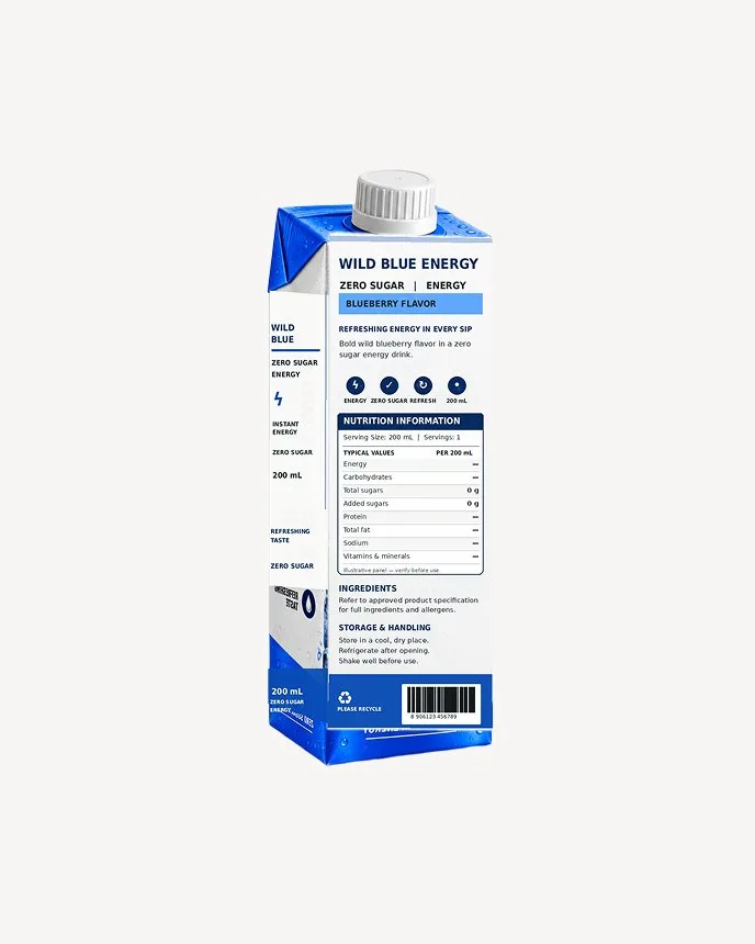 Wild Blue Energy Zero Sugar - Tetra Pack
