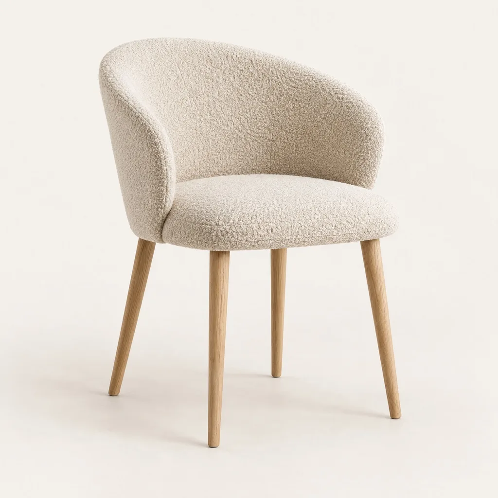 Alma chair in bouclé with oak legs