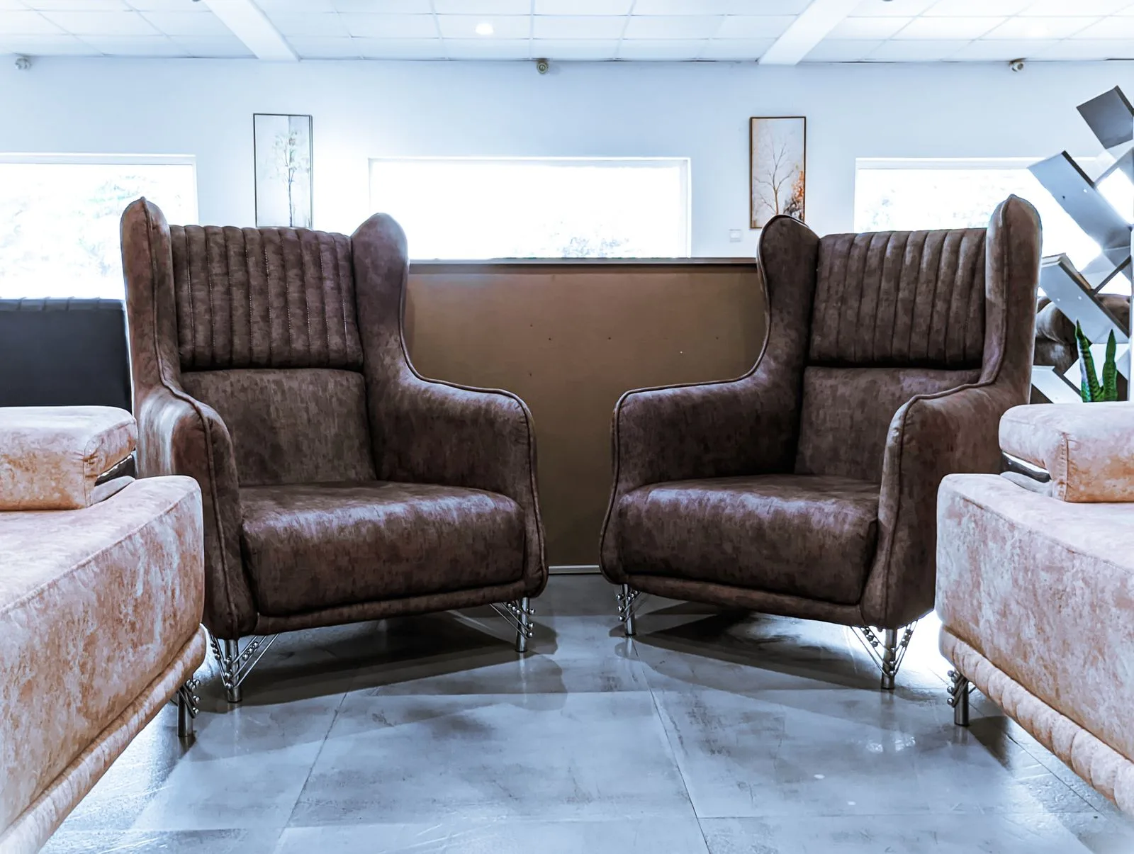 saddle wingback chair