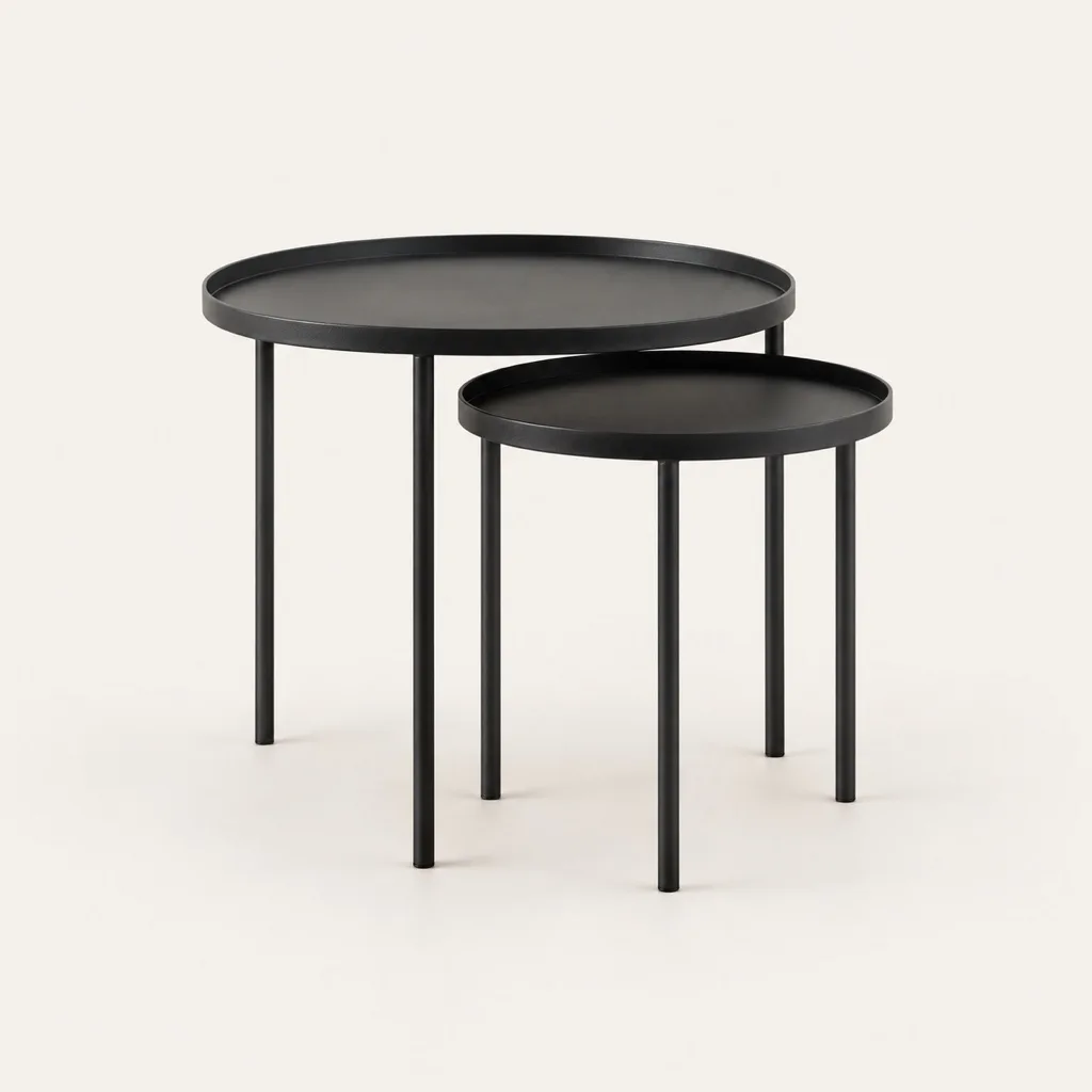 Calanque nesting tables in black metal (set of 2)