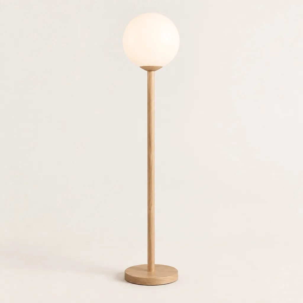Opale floor lamp in glass and oak