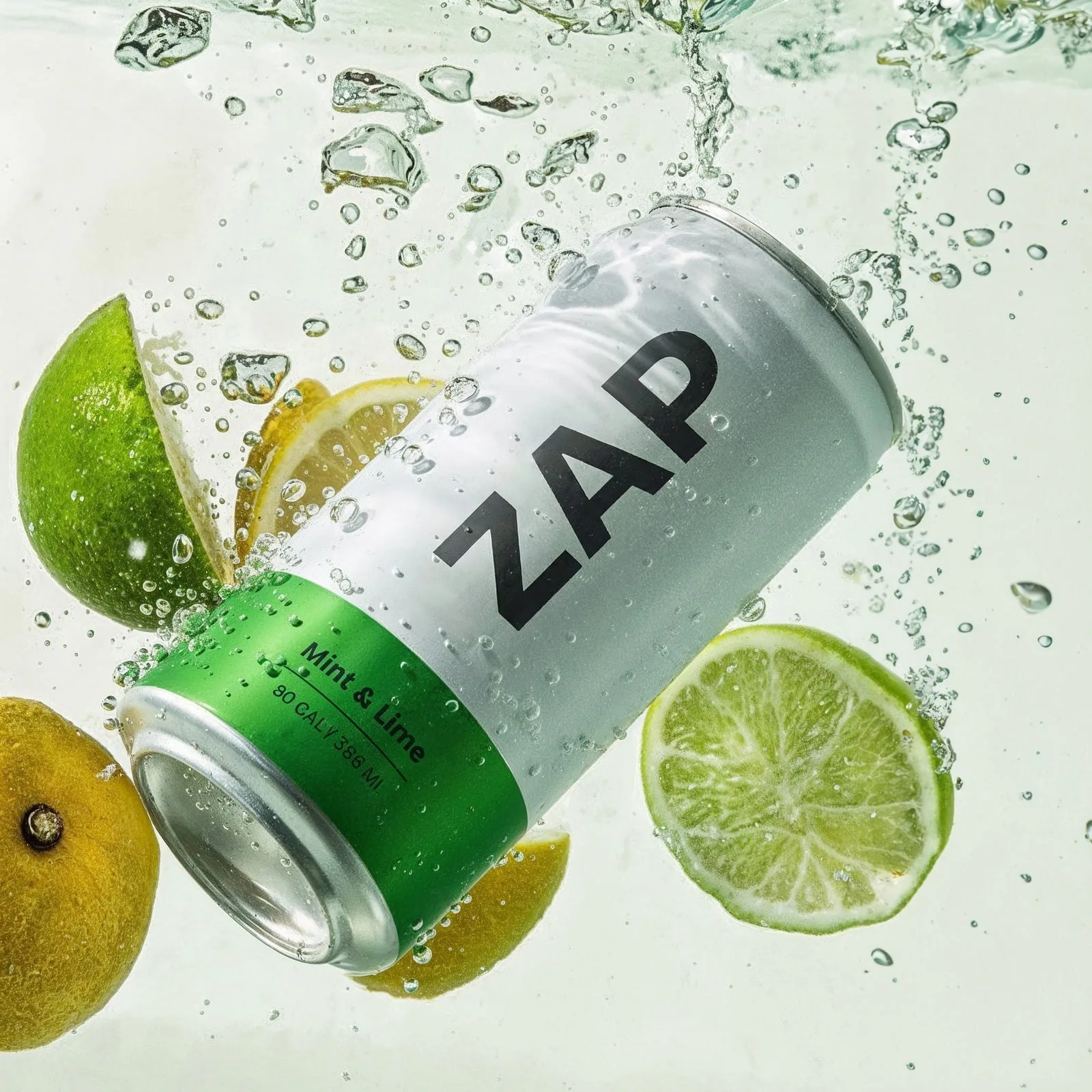 A can of mint lime with lime slices