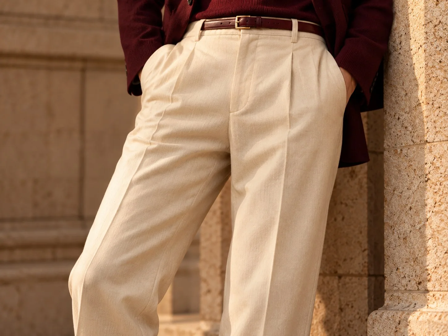 Ivory tailored trousers