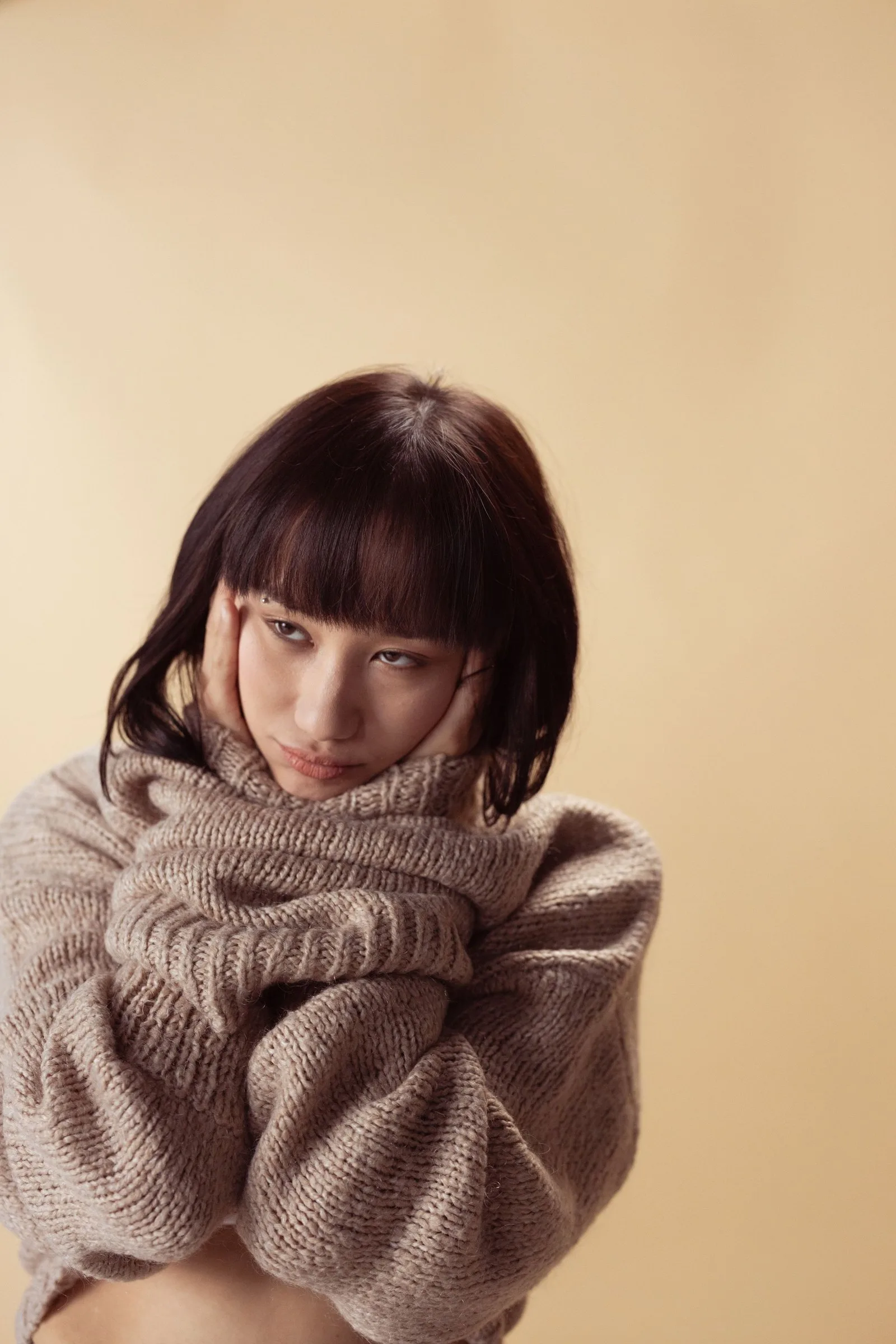 funnel neck knit