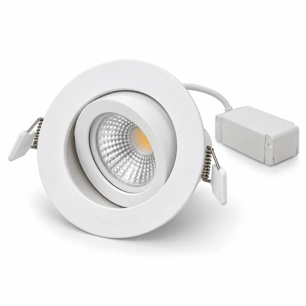 Tilting LED downlight, 7 W, white