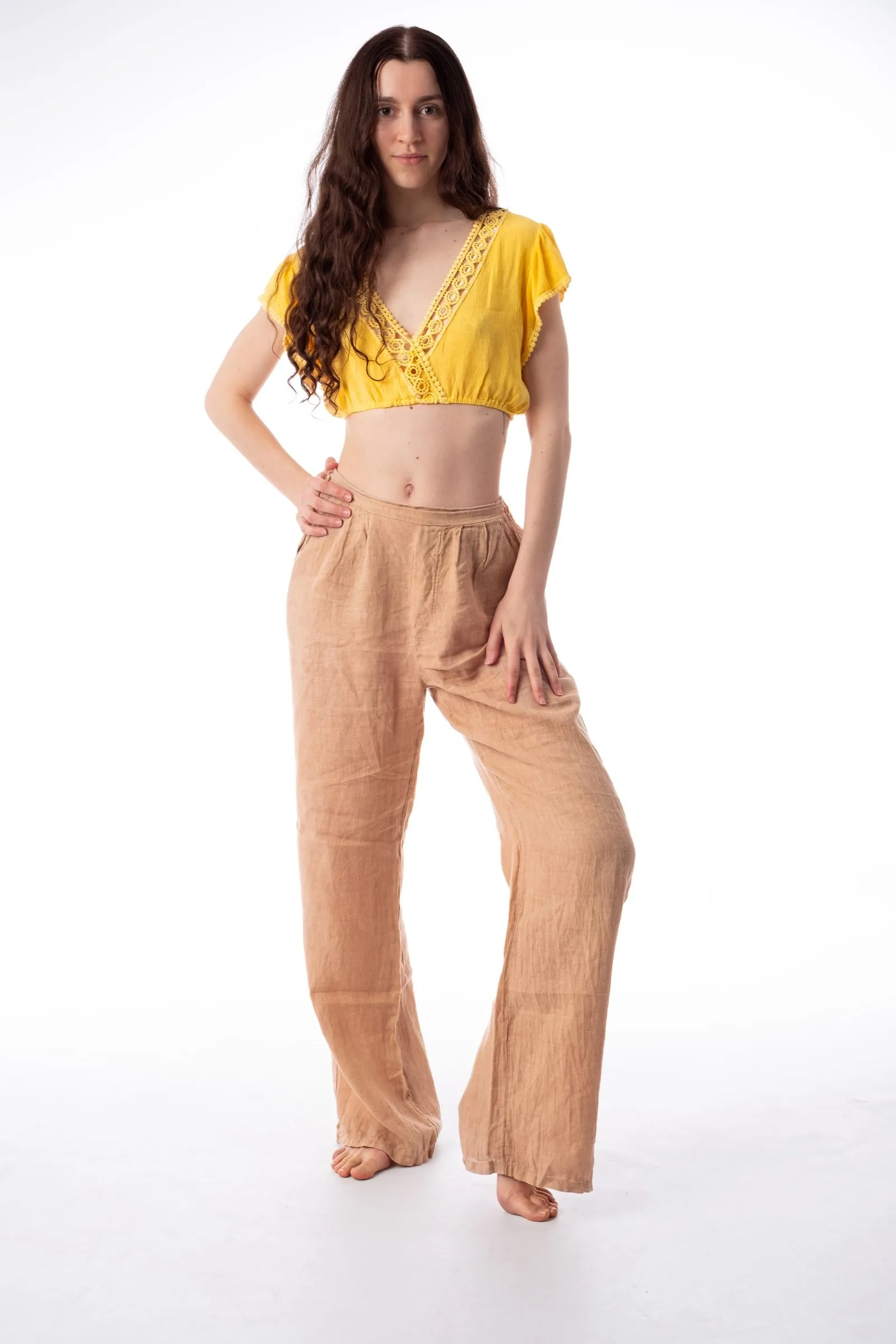 linen wide trousers