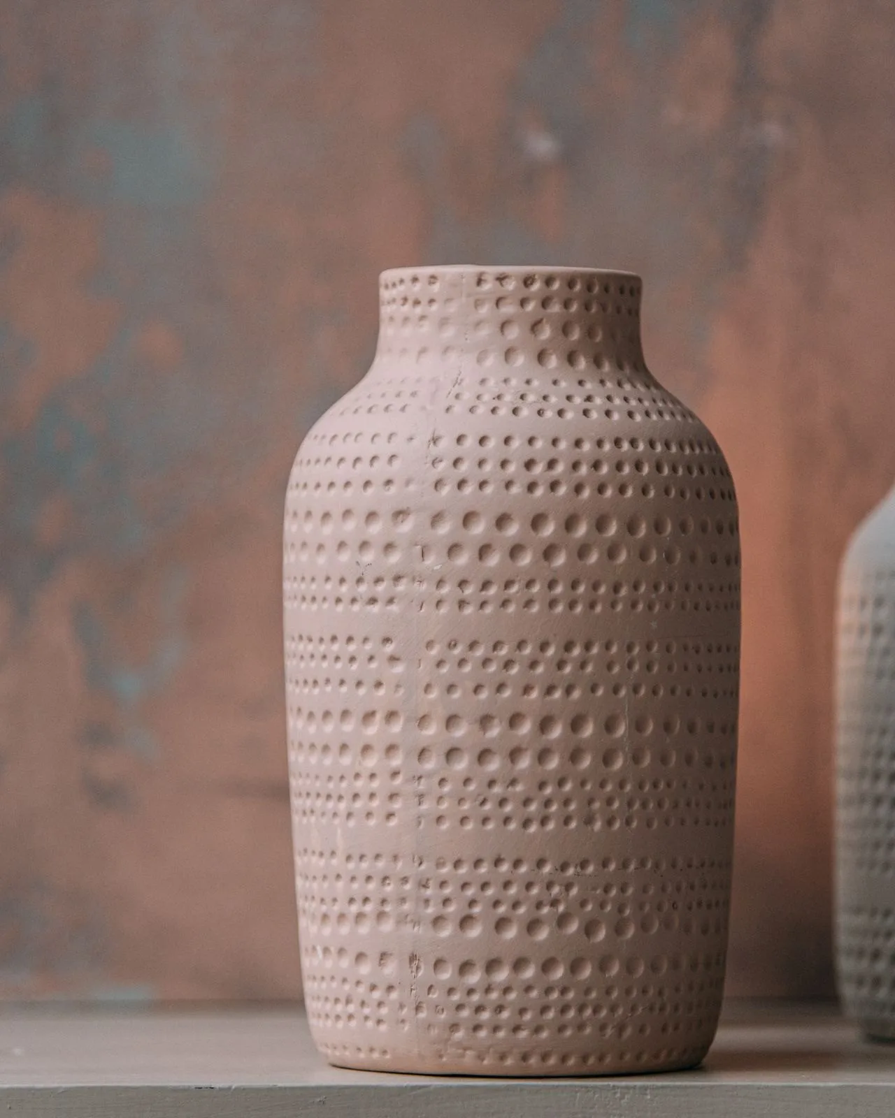 dotted clay vase