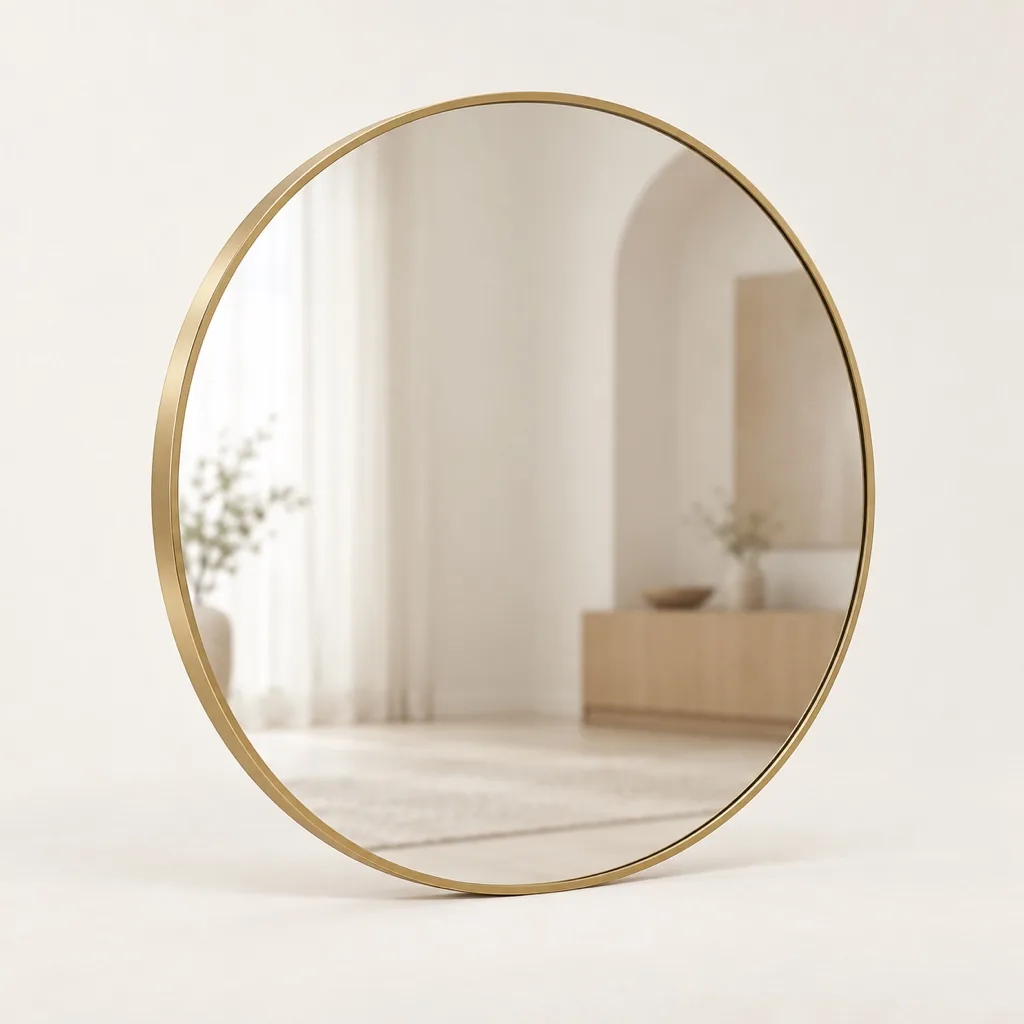 Calanque round mirror in brass Ø 80 cm