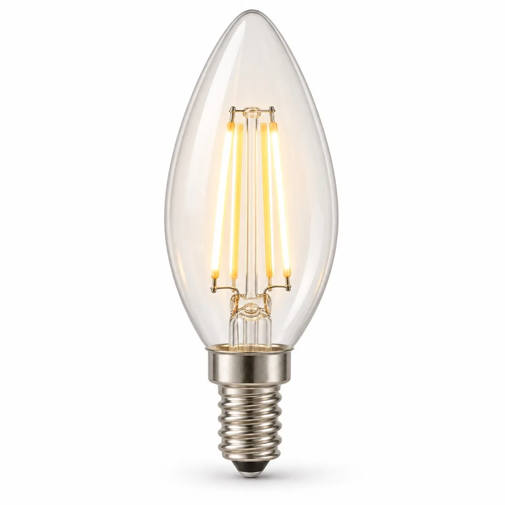 LED filament candle bulb E14, 7 W, warm white