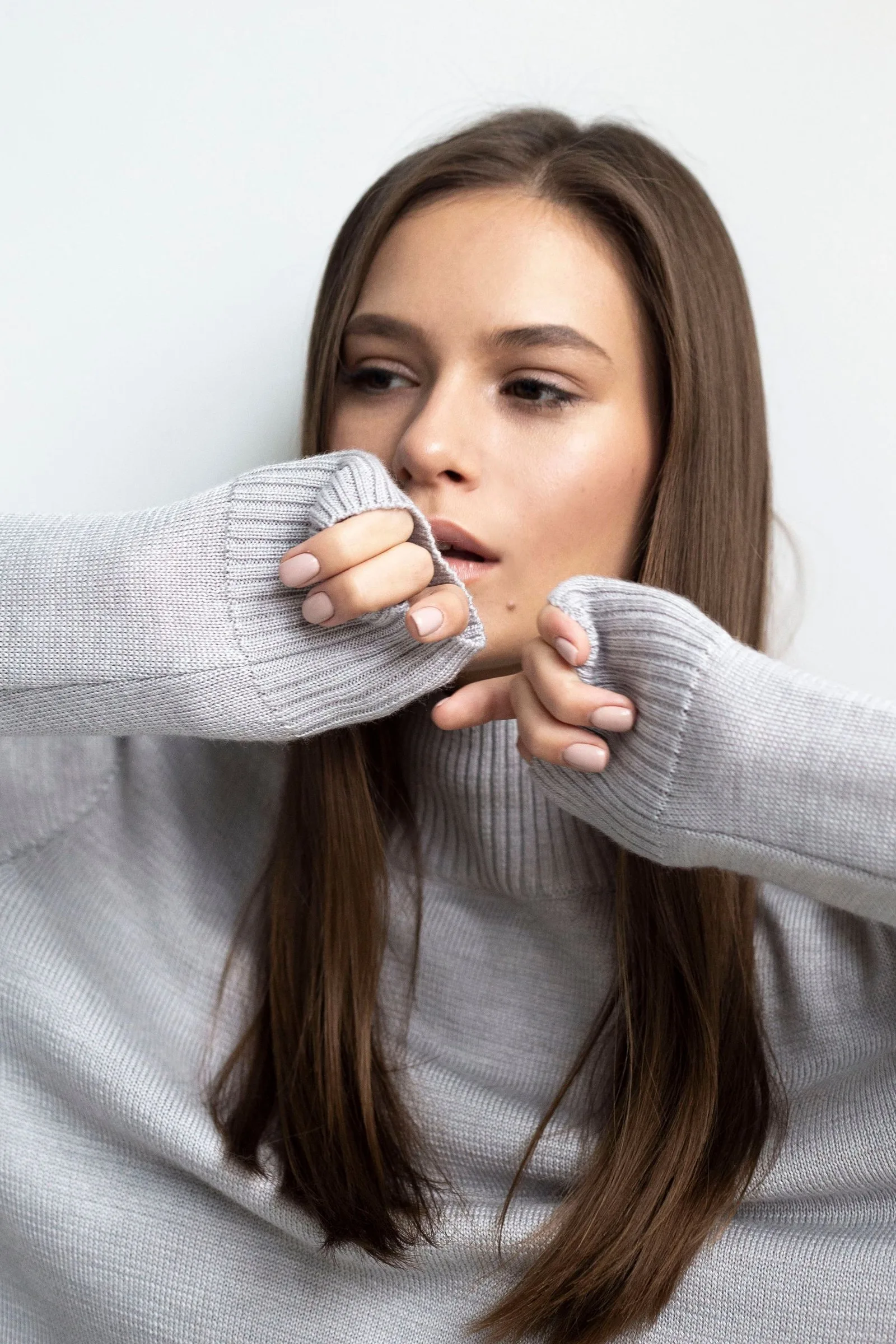 grey cable knit