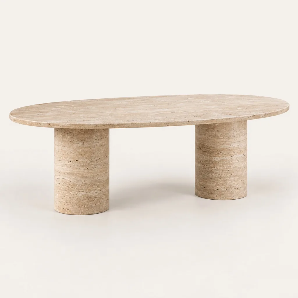 Calanque dining table in travertine 200 cm
