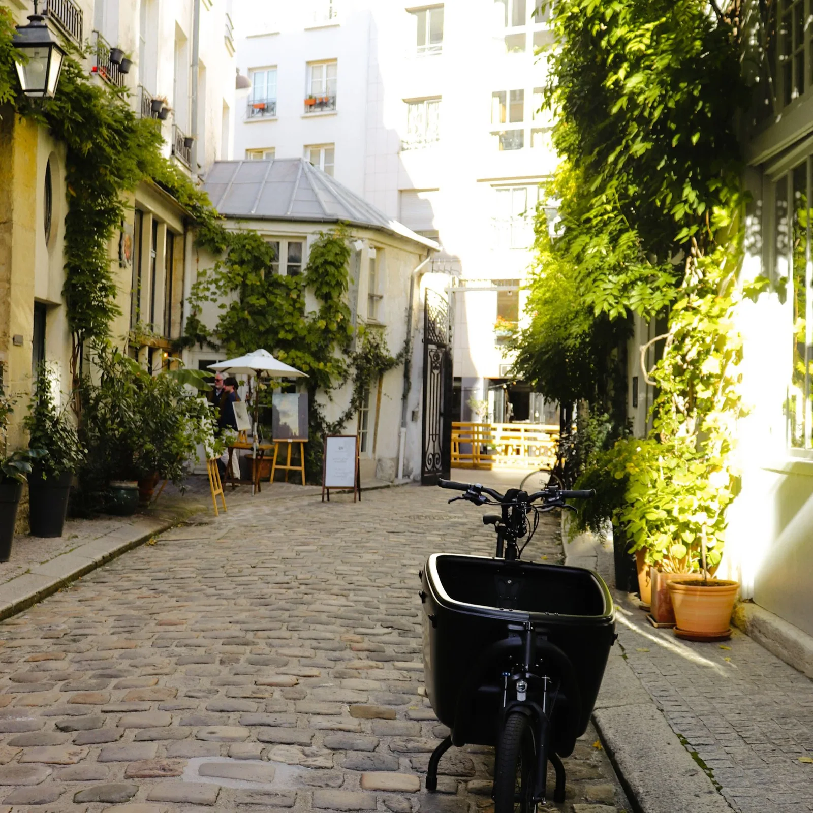Cargo bike in a cobbled lane
