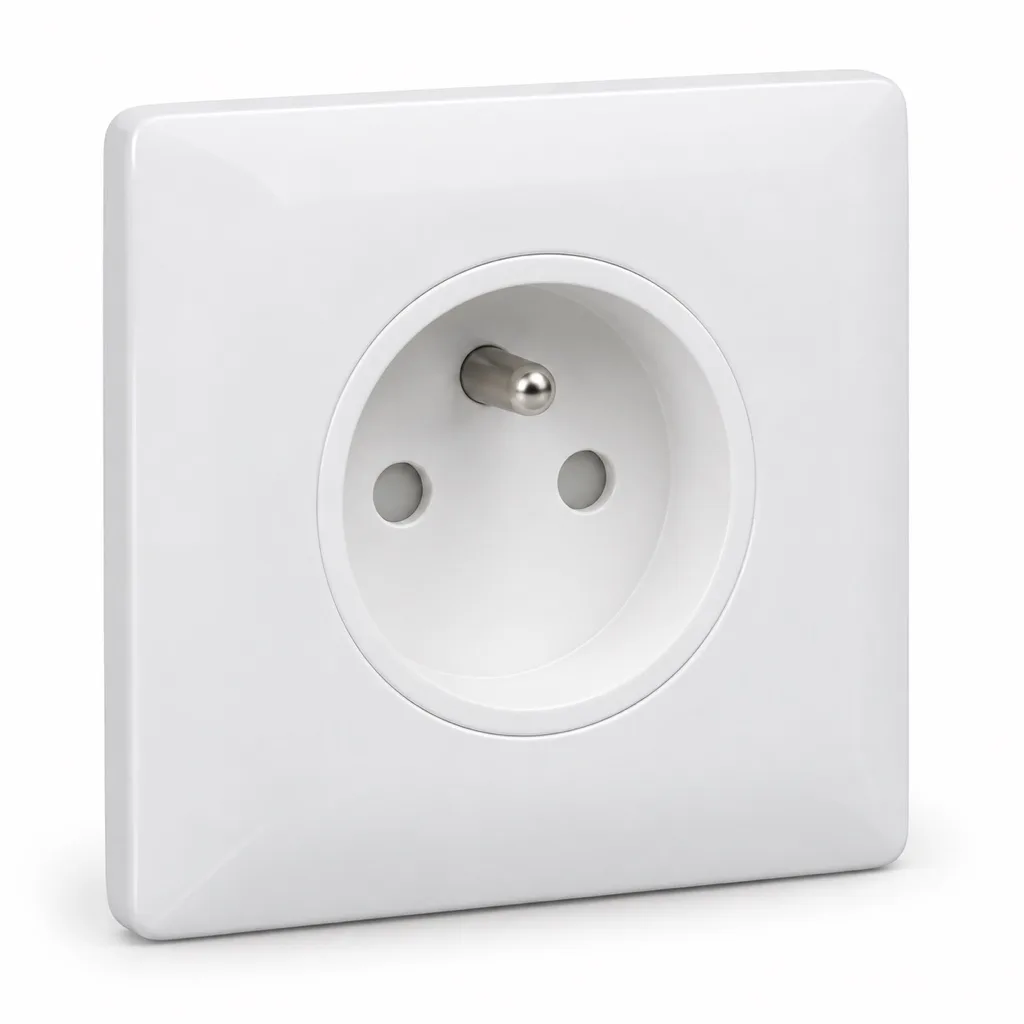 Earthed socket, white, complete with plate