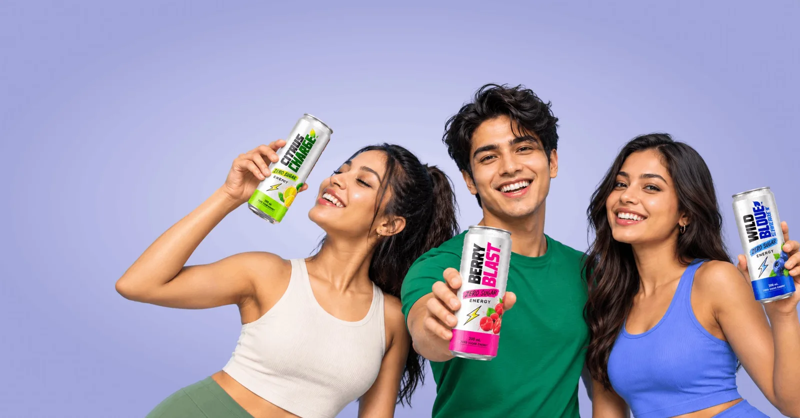Cans of energy drink in four flavours