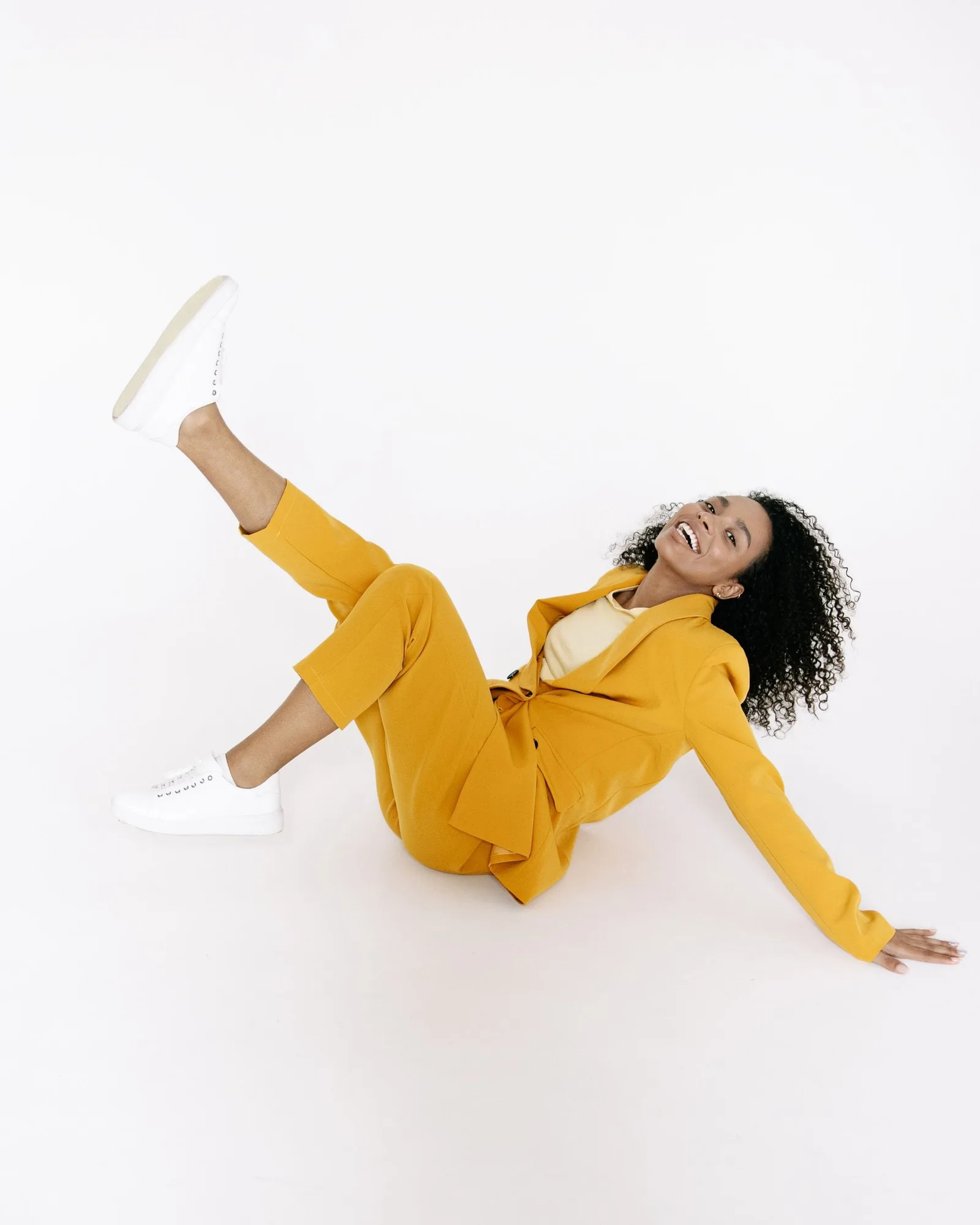 mustard wide trousers