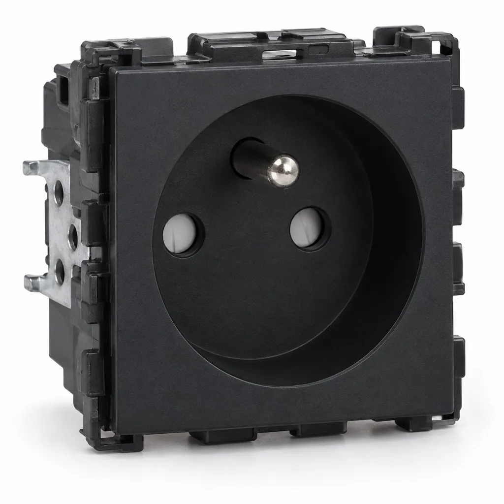 Earthed socket, two modules, in three finishes