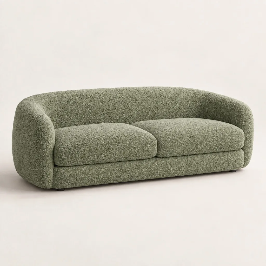 Alma three-seater sofa in bouclé