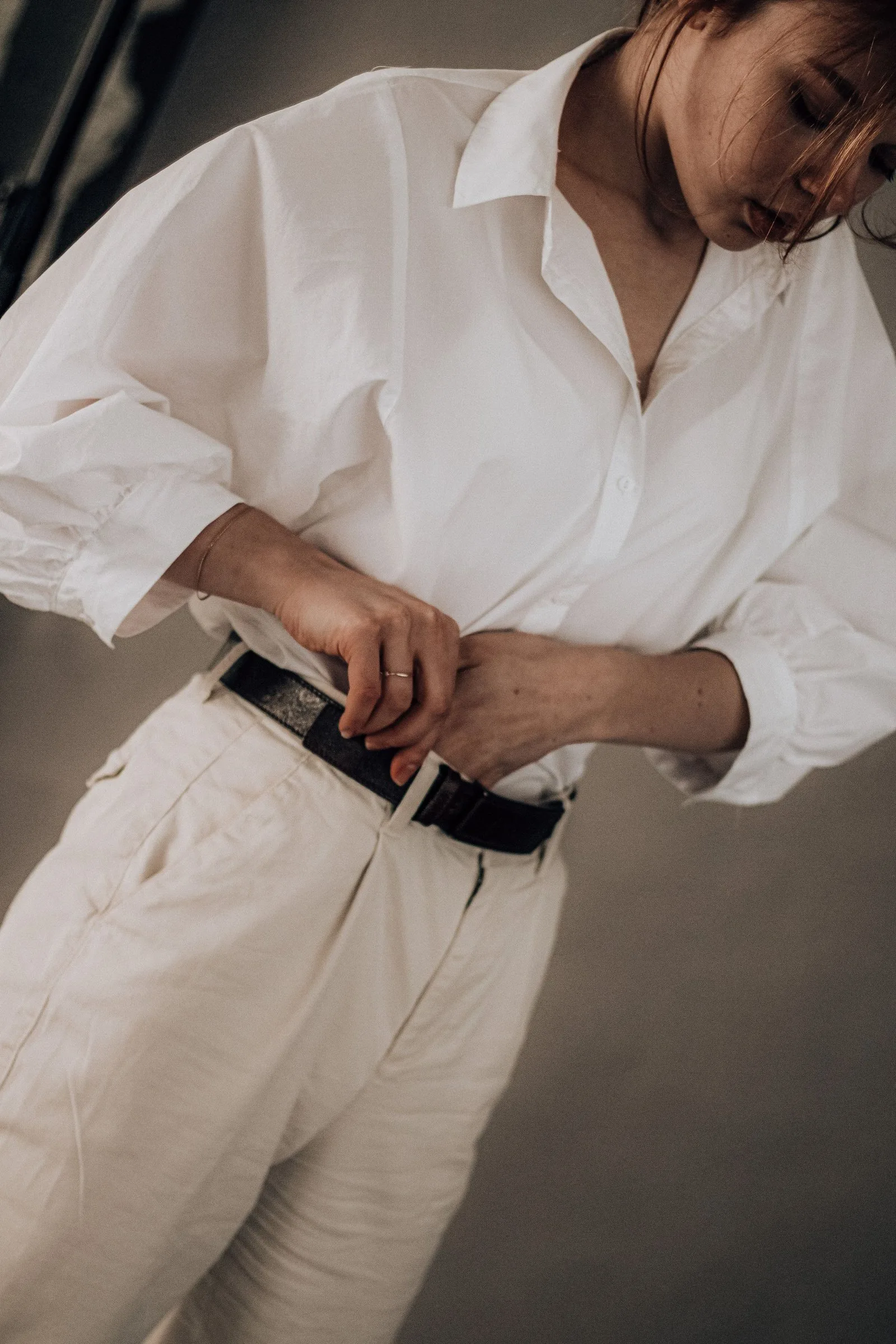 pleated cotton trousers
