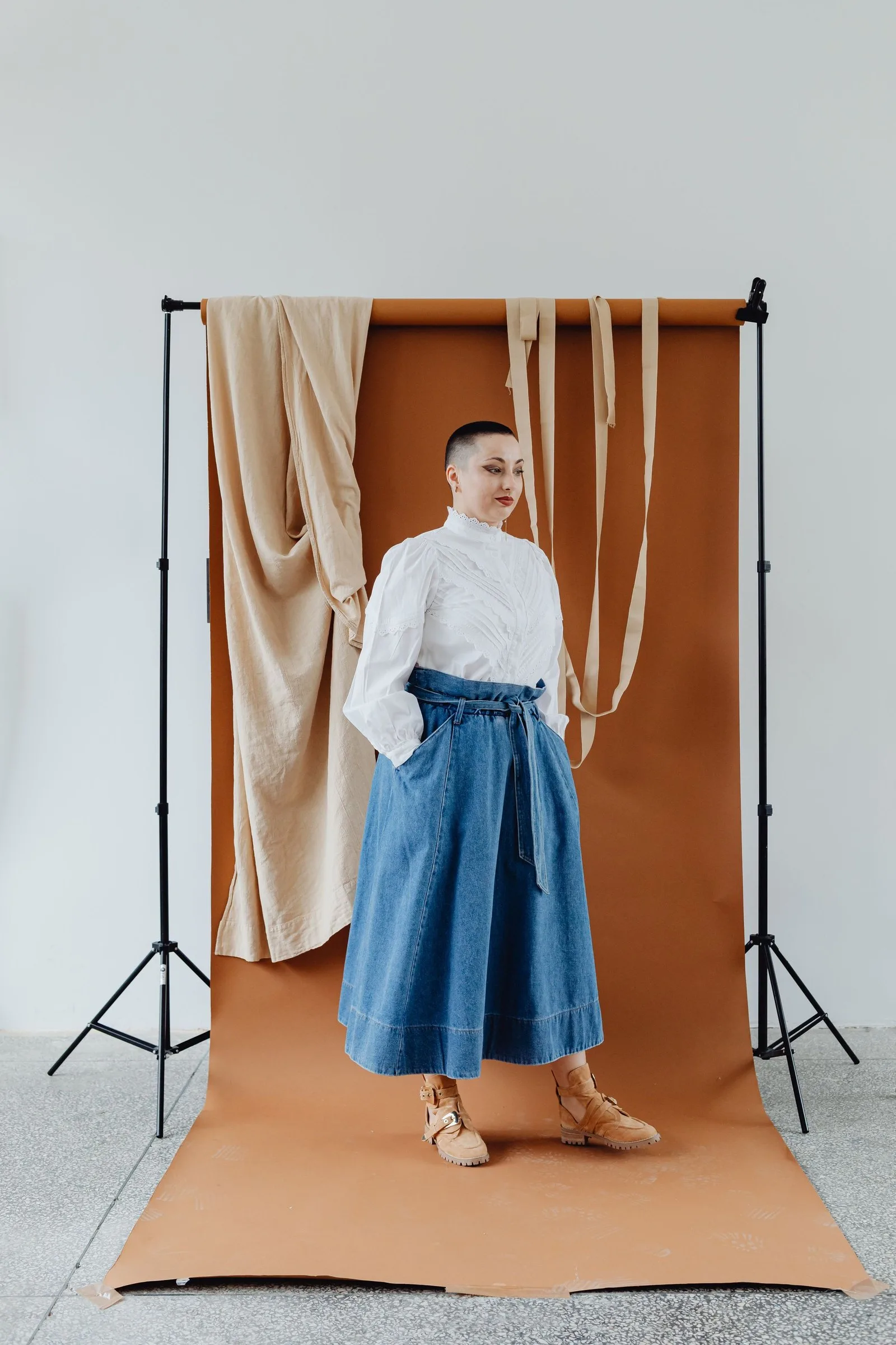 denim midi skirt