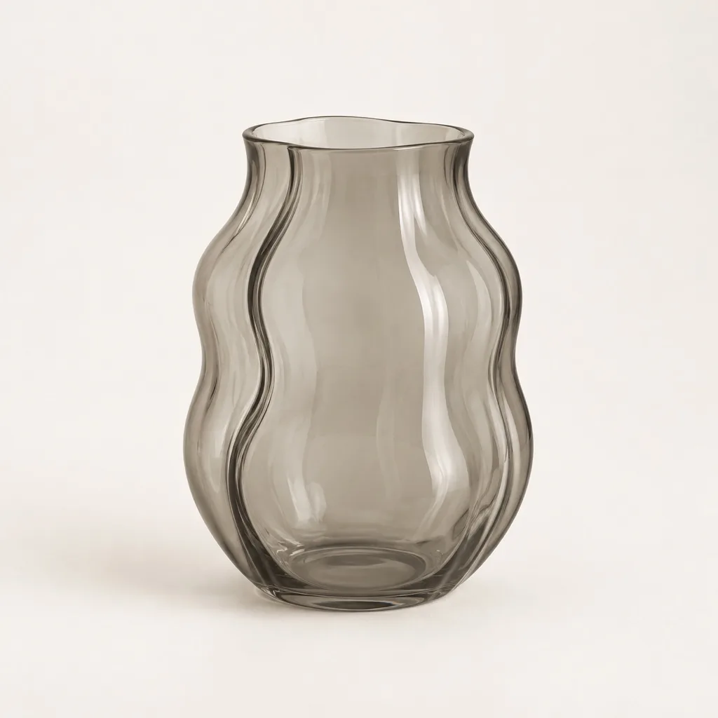 Opale vase in smoked blown glass