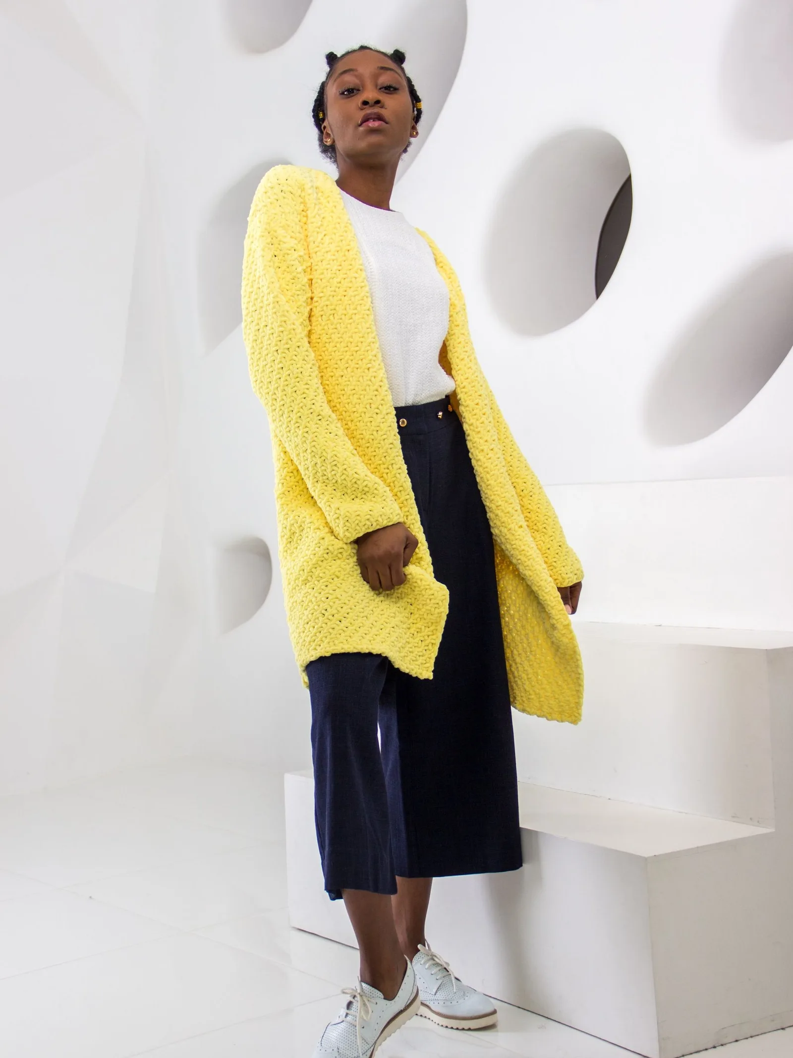 textured long cardigan