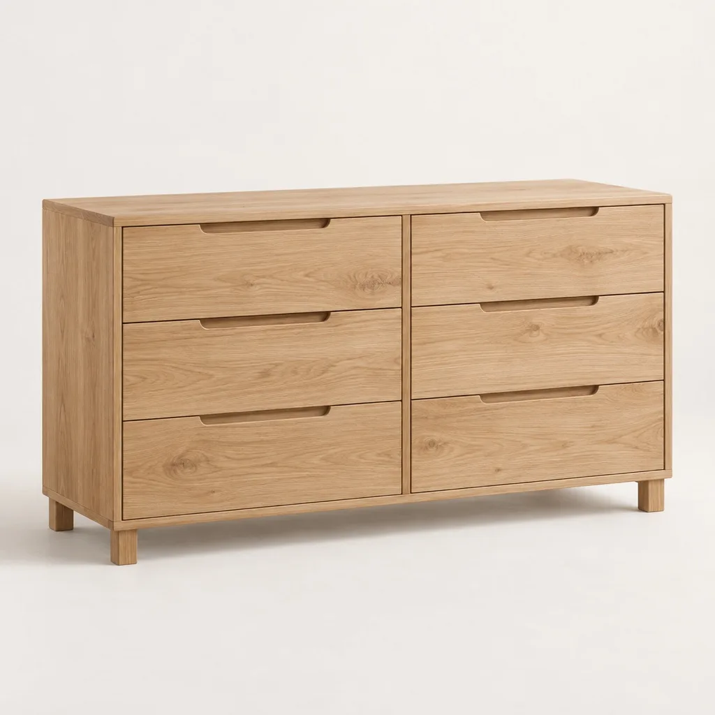 Sève six-drawer dresser in solid oak