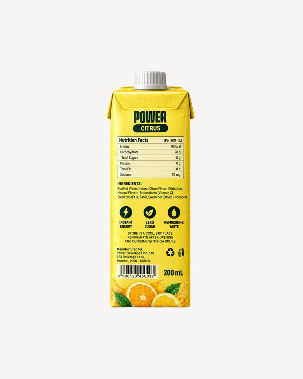 Power Citrus Energy Drink – Tetra Pack