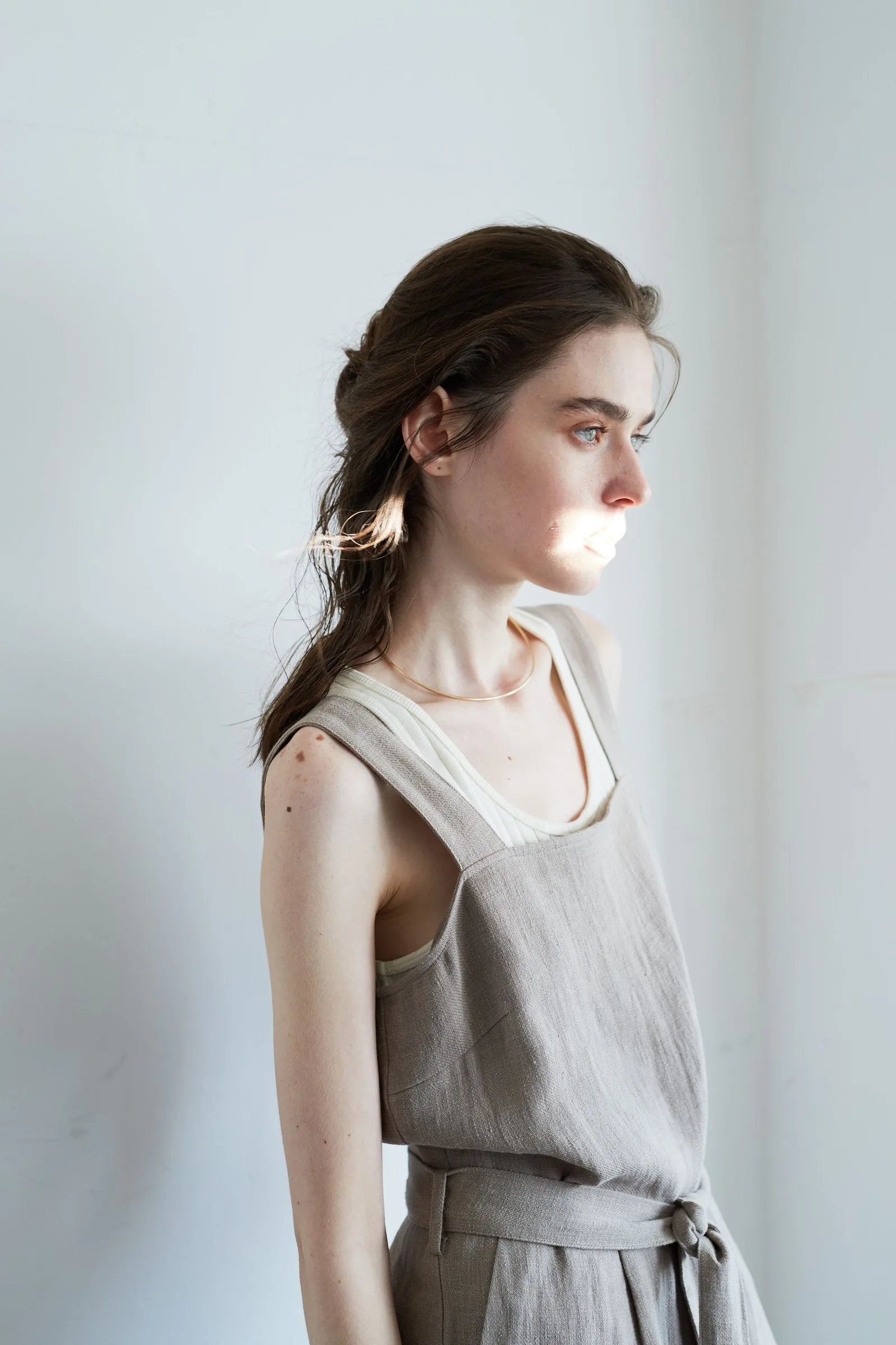 linen pinafore dress