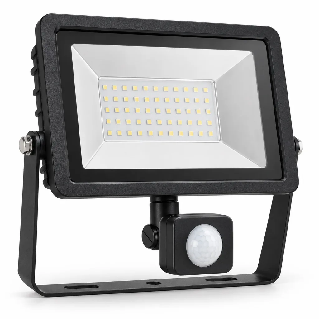 Outdoor LED floodlight with sensor, 50 W, IP65