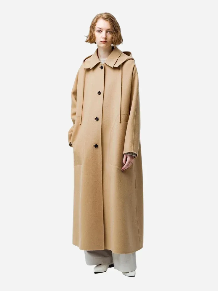 Hooded wool coat